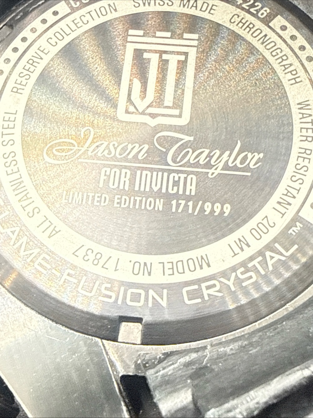 Invicta Reserve Jason Taylor #17838 Limited Edition 999 Made New Battery Needs B - Picture 6 of 7